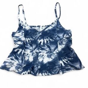 Hurley Blue and white tie-dye cropped tank top Size S